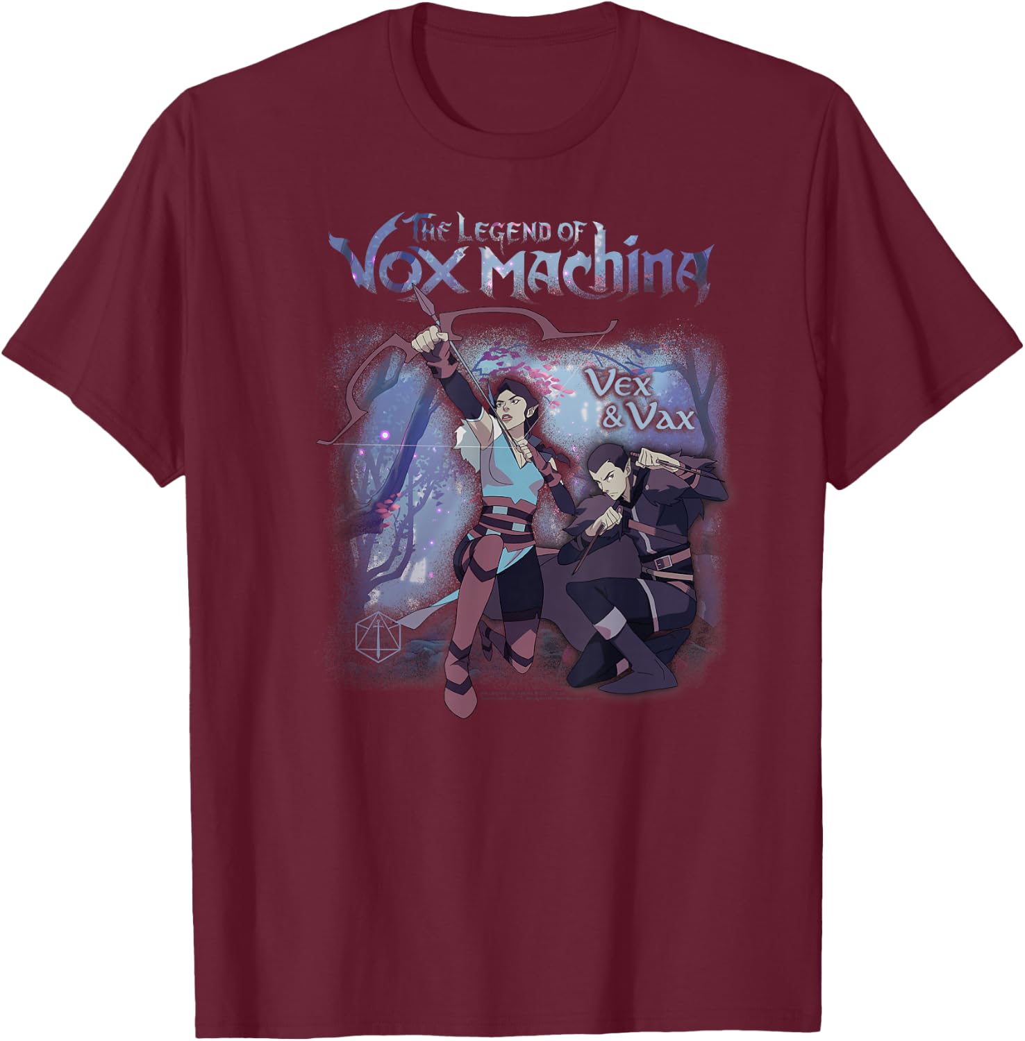 The Legend of Vox Machina Vex and Vax Forest Scene T-Shirt - T-Shirt | Maroon