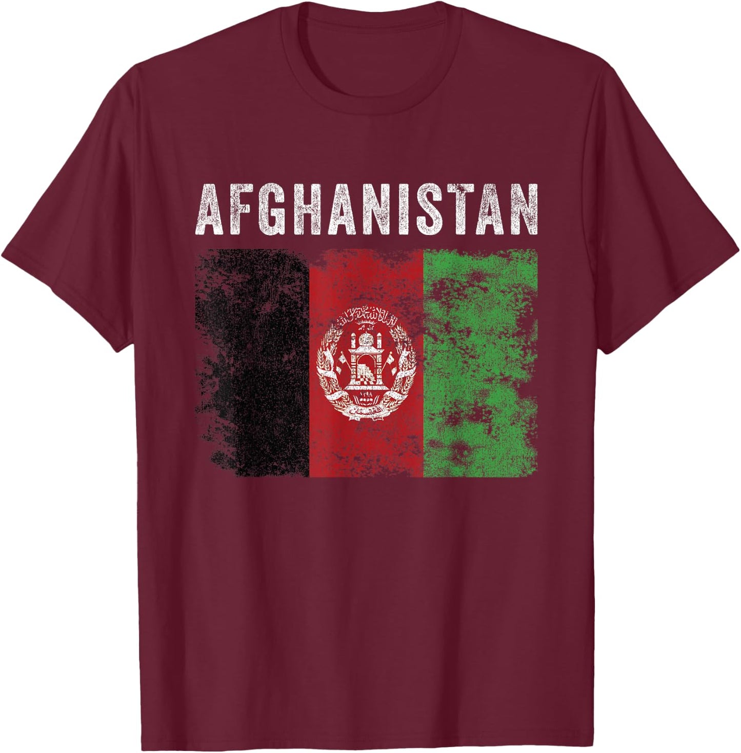 Afghanistan Flag Distressed - Men Women Kids - Afghan Flag T-Shirt - T-Shirt | Maroon