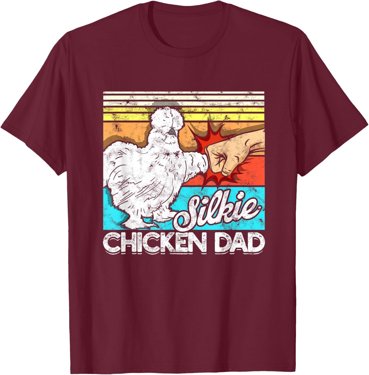 Retro Silkie Chicken Dad Farmer Silky Chickens T-Shirt - T-Shirt | Maroon
