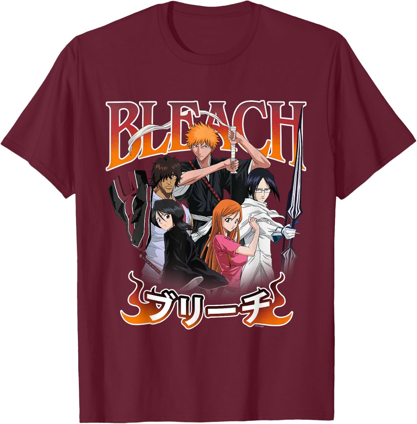 Bleach Team Ichigo and Ombre Logo Anime T-Shirt - T-Shirt | Maroon