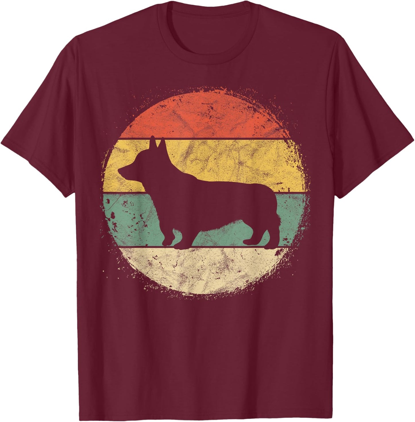 Circular Retro Corgi Owner Gift Welsh Corgi Dad Pet Mom T-Shirt - T-Shirt | Maroon