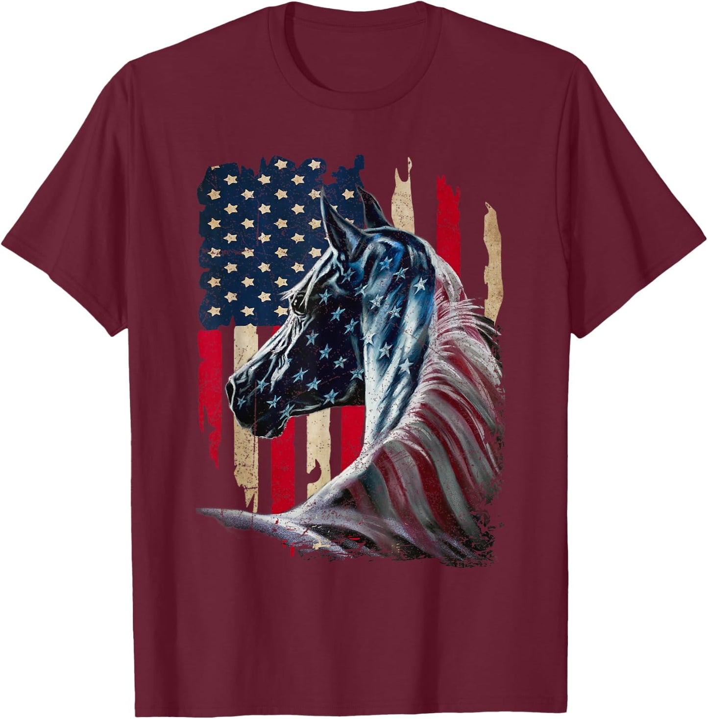 Patriotic Horse American Flag - Horse Vintage Small T-Shirt - T-Shirt | Maroon