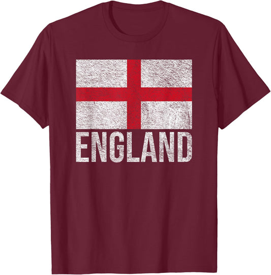 England St Georges Cross Flag T-Shirt - T-Shirt | Maroon