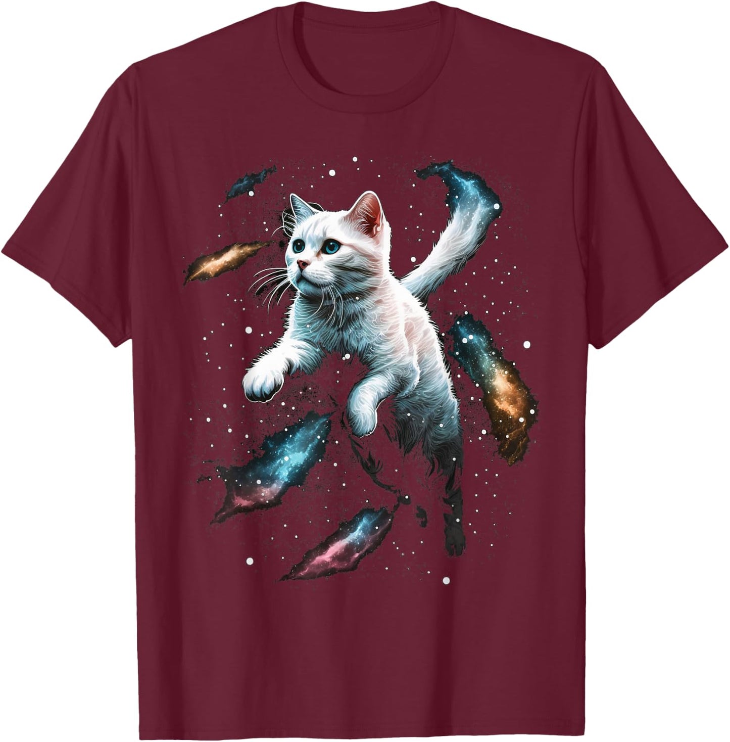 Astronaut Cat or Funny Space Cat on Galaxy Cat Lover Men Women Kids T-Shirt - T-Shirt | Maroon