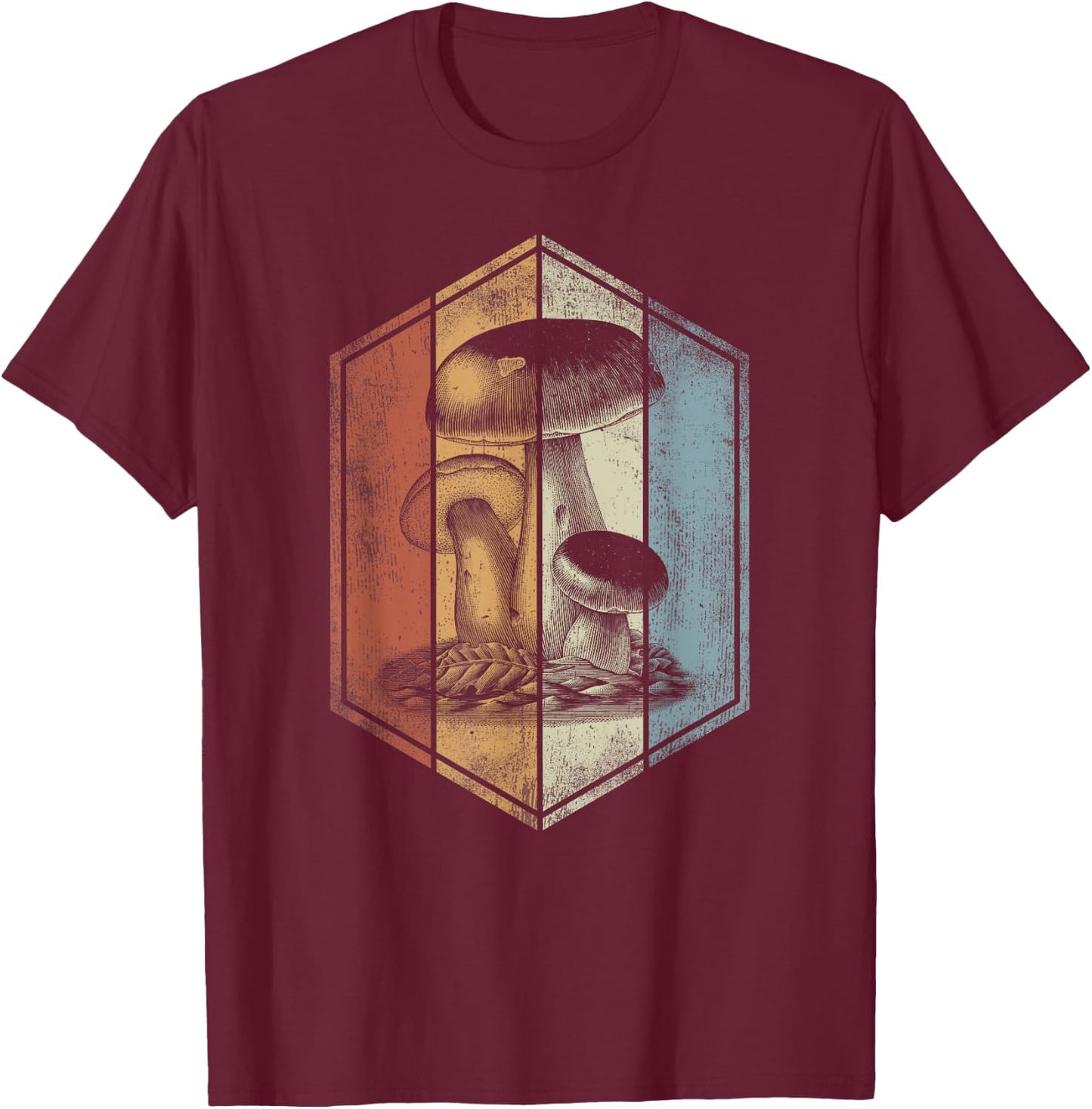 Mushroom Retro Style Mycology Fungi Foraging Mushroom Lover T-Shirt - T-Shirt | Maroon