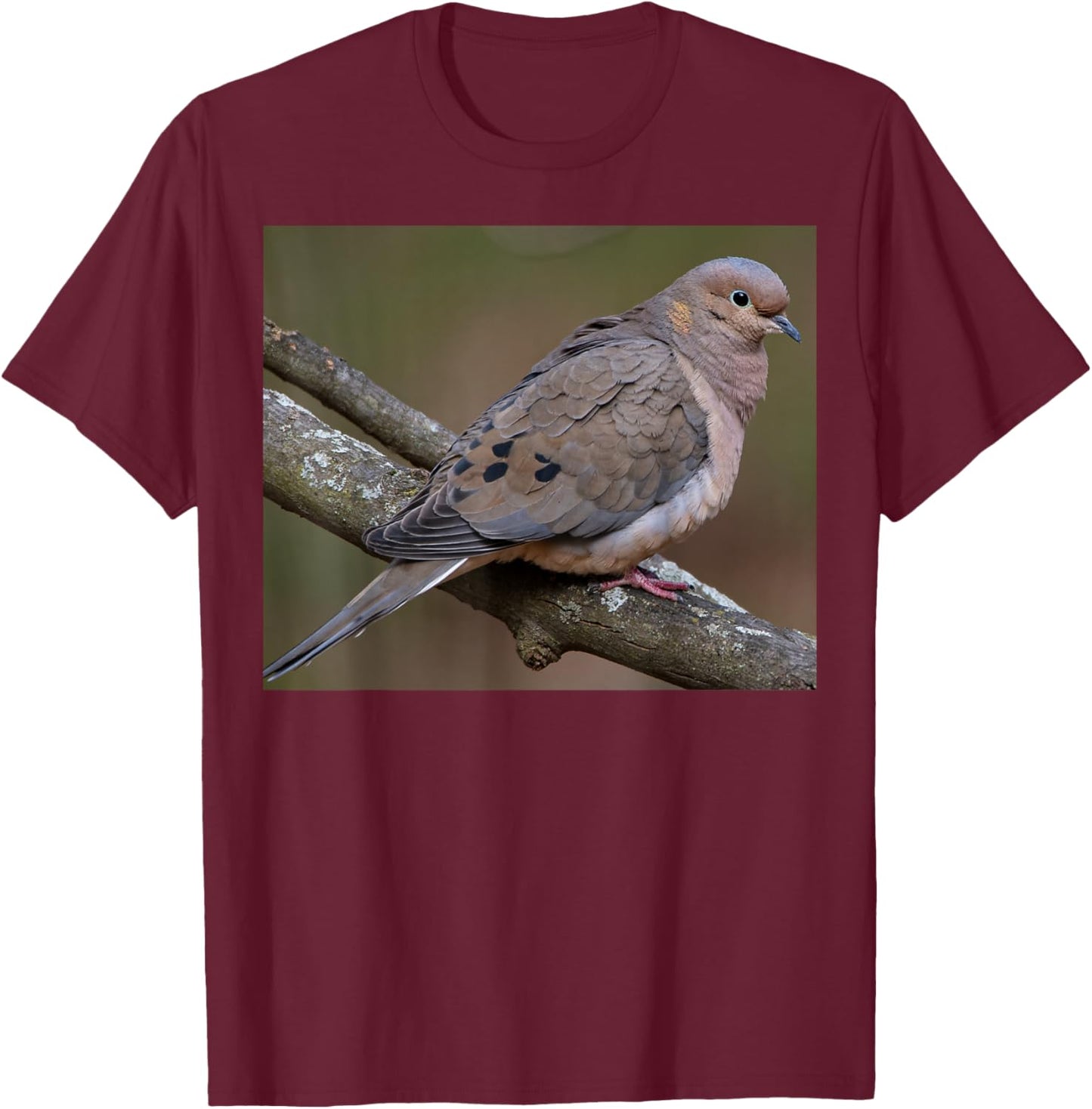 Mourning dove perched on a branch T-Shirt - T-Shirt | Maroon