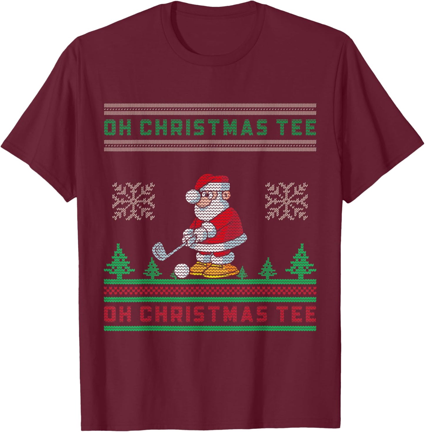 Oh Christmas Funny Santa Claus Playing Golf T-Shirt - T-Shirt | Maroon