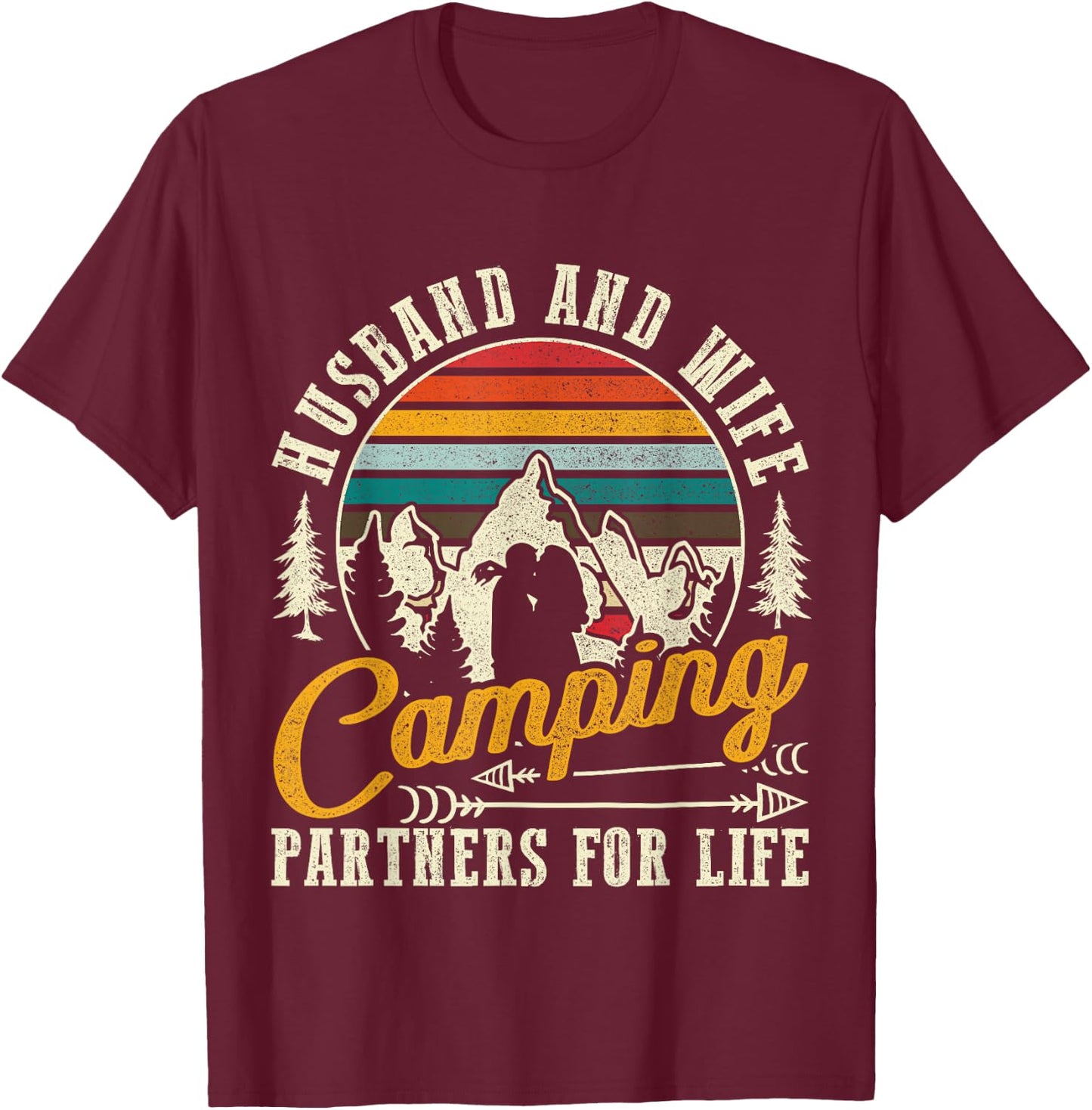 Husband And Wife Camping Partners For Life Sweet T-Shirt - T-Shirt | Maroon