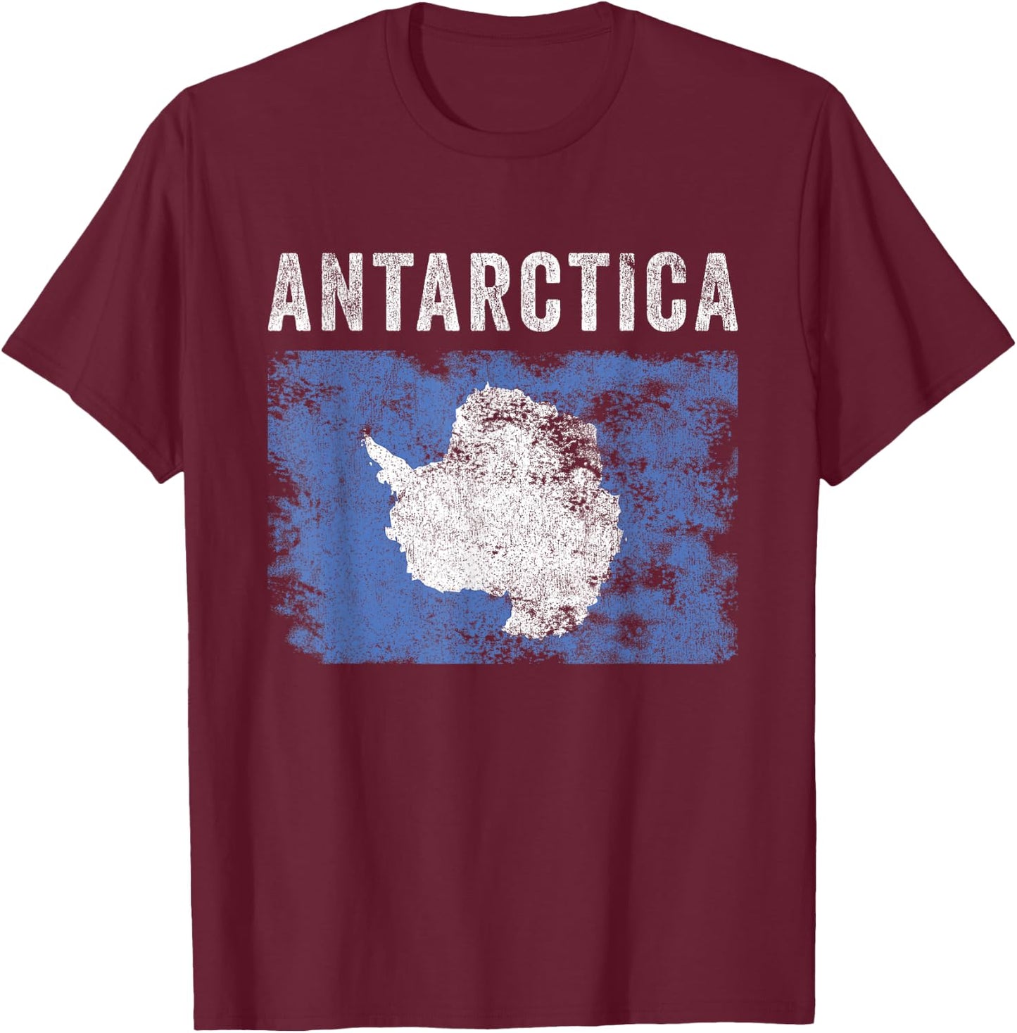 Antarctica Flag Distressed - Men Women Kids - Antarctic Flag T-Shirt - T-Shirt | Maroon
