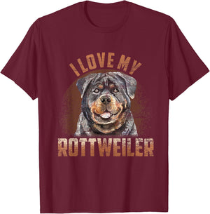 I Love My Rottweiler T-Shirt - T-Shirt | Maroon