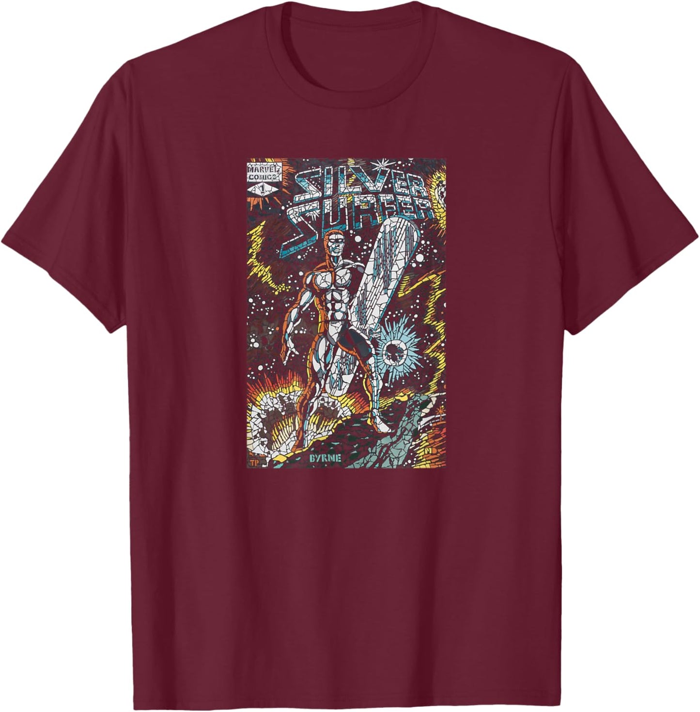 Marvel Silver Surfer Black Shattered Mosaic Variant Cover #1 T-Shirt - T-Shirt | Maroon