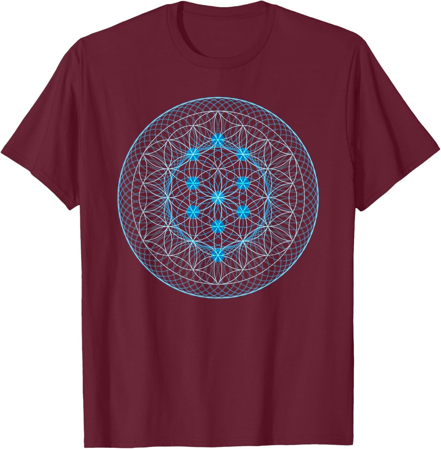 Holy Geometry Flower of Life with Kabbalah Tree T-Shirt - T-Shirt | Maroon