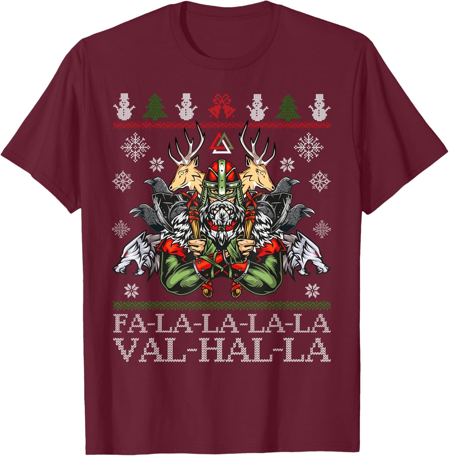 Viking Santa Christmas Sweater a Valhalla Christmas Sweater T-Shirt - T-Shirt | Maroon