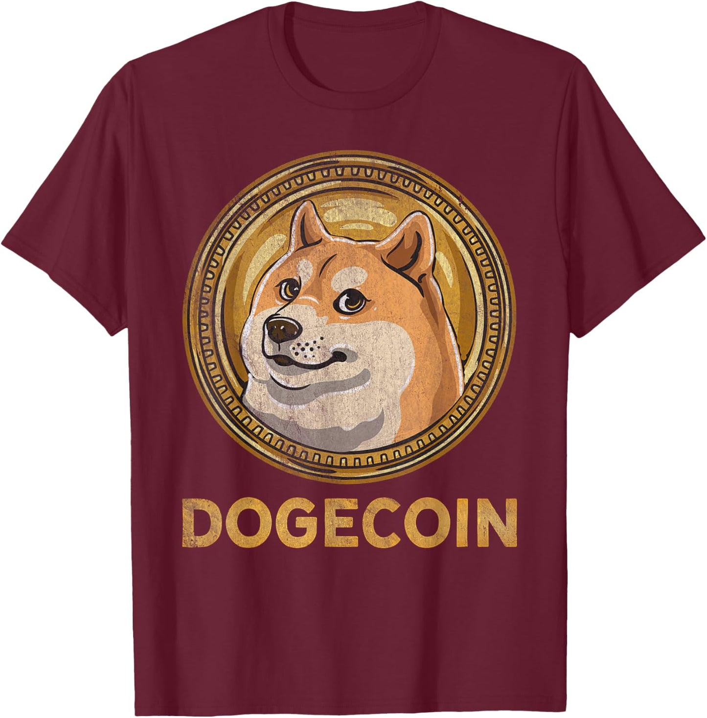 DOGE Logo Dogecoin Crypto Coin Token Meme Coin T-Shirt - T-Shirt | Maroon