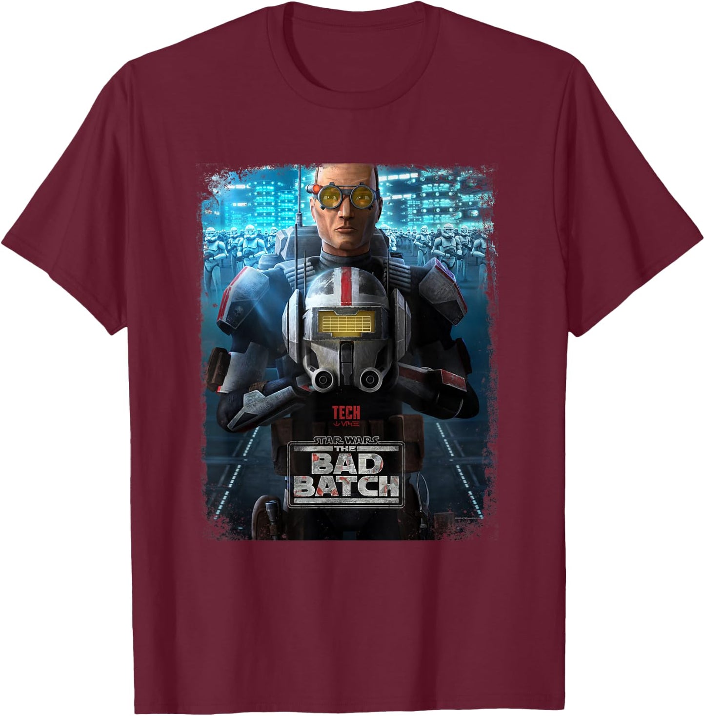 Star Wars The Bad Batch Tech Character Poster T-Shirt - T-Shirt | Maroon