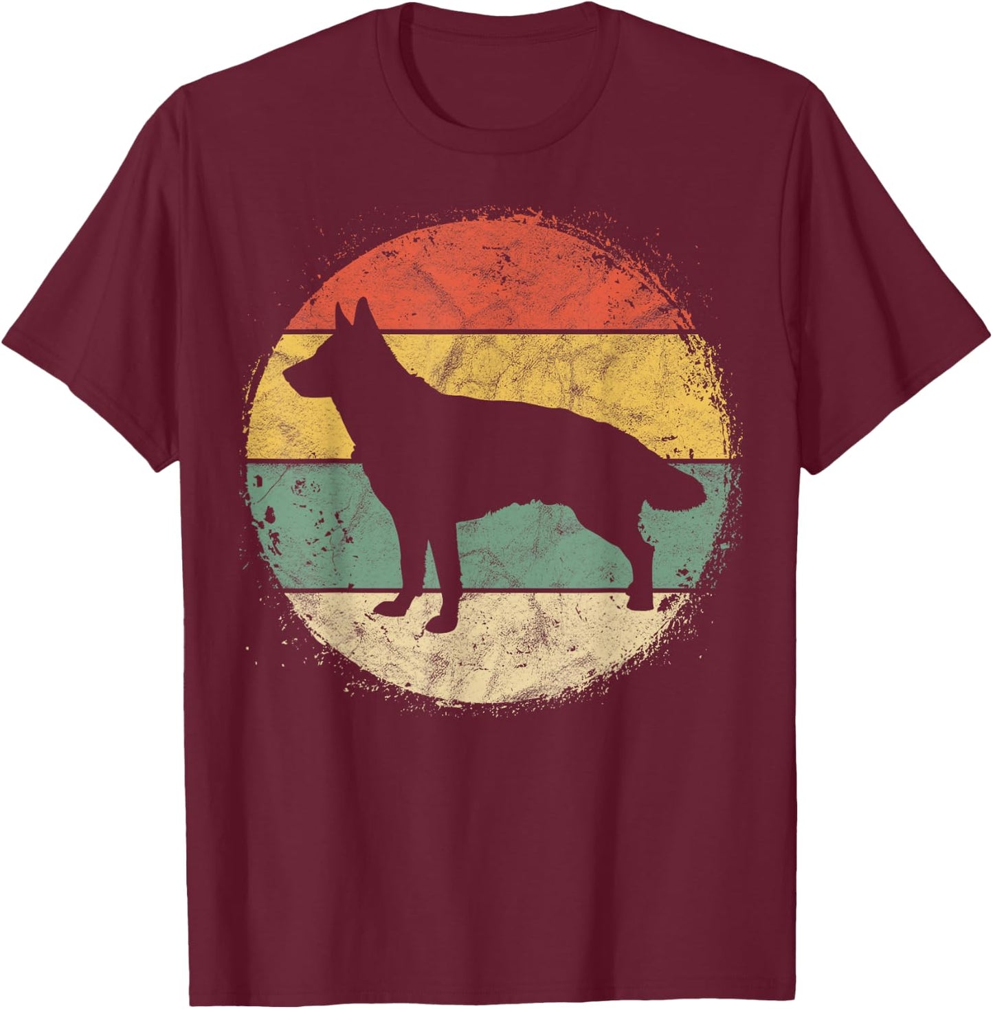 Circular Retro German Shepherd Owner Gift Shepard Dad Mom T-Shirt - T-Shirt | Maroon