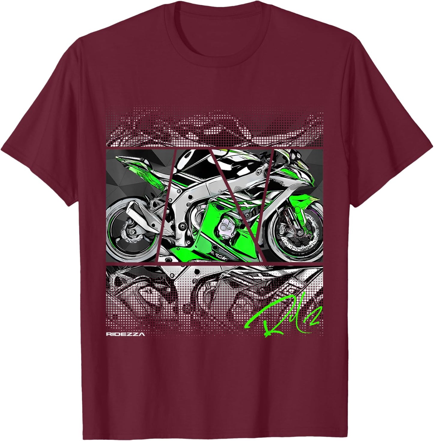 Ridezza Motorcycle ZX10R Designed by a Motorcyclist T-Shirt - T-Shirt | Maroon
