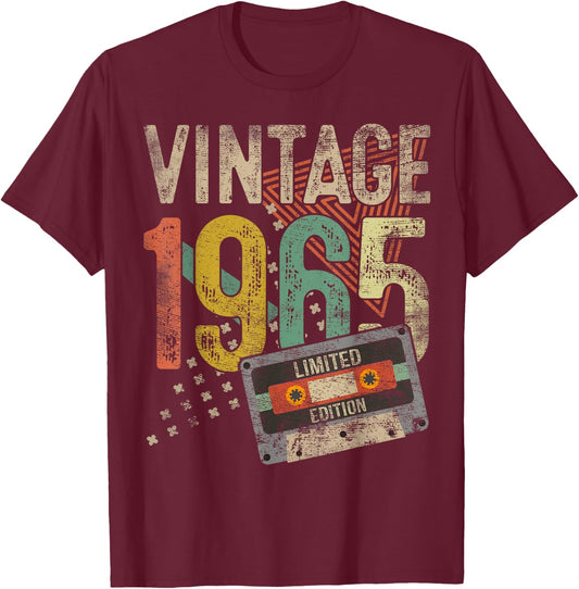 Vintage 1965 60th Birthday Gifts Women 60 Year Old T-Shirt - T-Shirt | Maroon