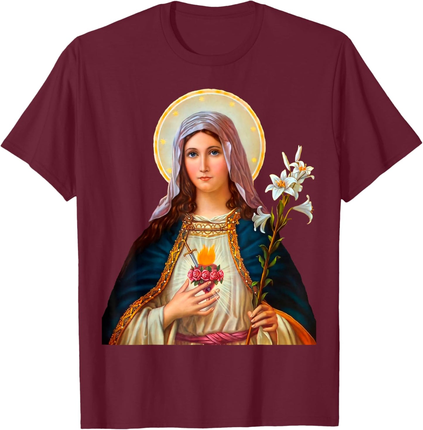 Immaculate Heart of Mary T-Shirt - T-Shirt | Maroon