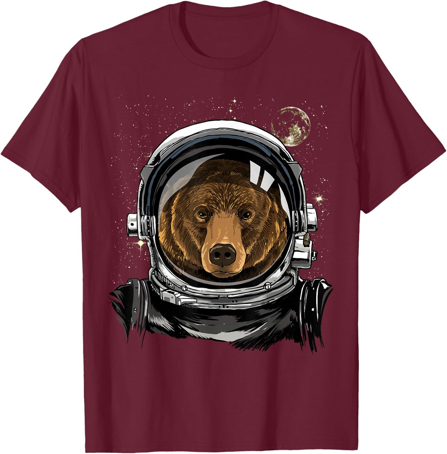 Bear Astronaut Space Exploration Astronomy Lover T-Shirt - T-Shirt | Maroon