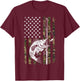Camouflage American Flag Bass Fishing Gift Fisherman T-Shirt - T-Shirt | Maroon