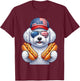 4th of July Hotdog Bichon Frise Funny Patriotic USA Flag T-Shirt - T-Shirt | Maroon