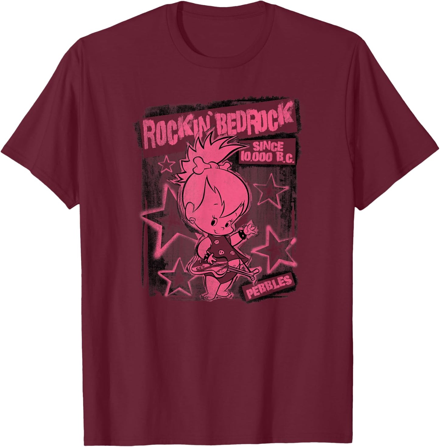 The Flintstones Punkrock Pebbles T-Shirt - T-Shirt | Maroon