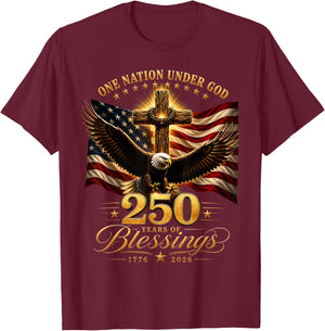 250 Years American 250th Anniversary Patriotic USA 4th July T-Shirt - T-Shirt | Maroon