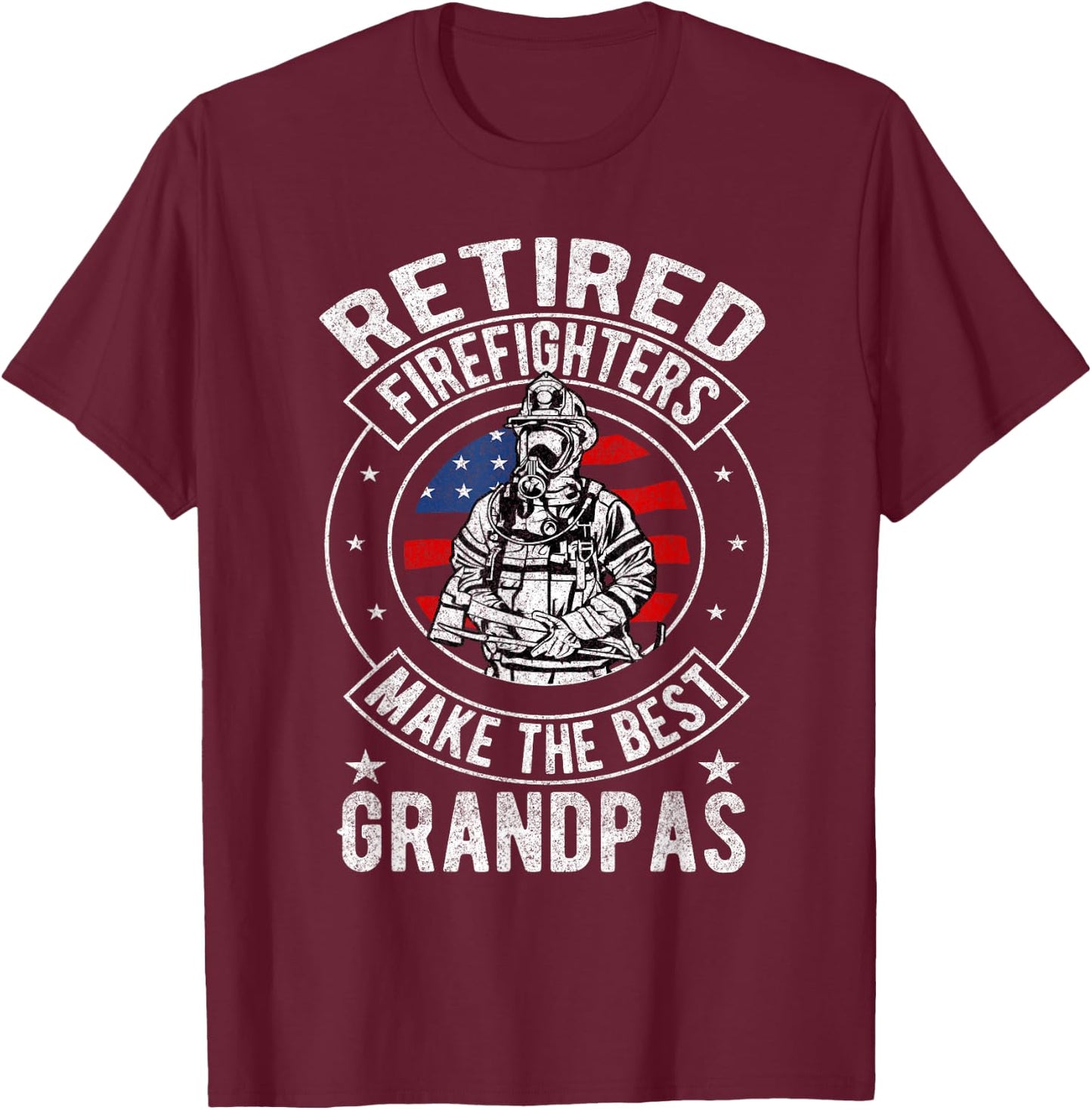 Retired Firefighter Grandpa Fireman Retirement T-Shirt - T-Shirt | Maroon