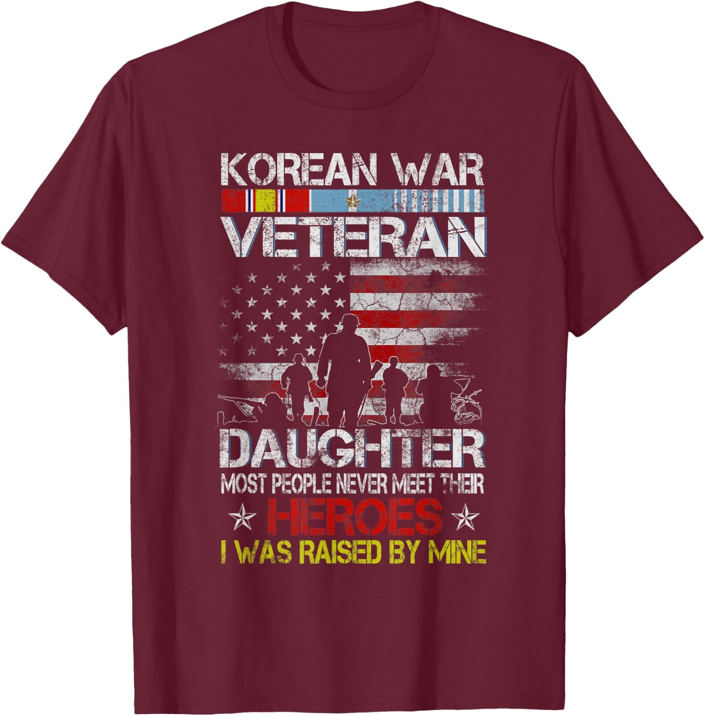 Korean War Veteran Daughter Flag Gift Daughter T-Shirt - T-Shirt | Maroon