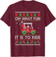 Oh What Fun It Is to Ride Golf Car Ugly Sweater Christmas T-Shirt - T-Shirt | Maroon