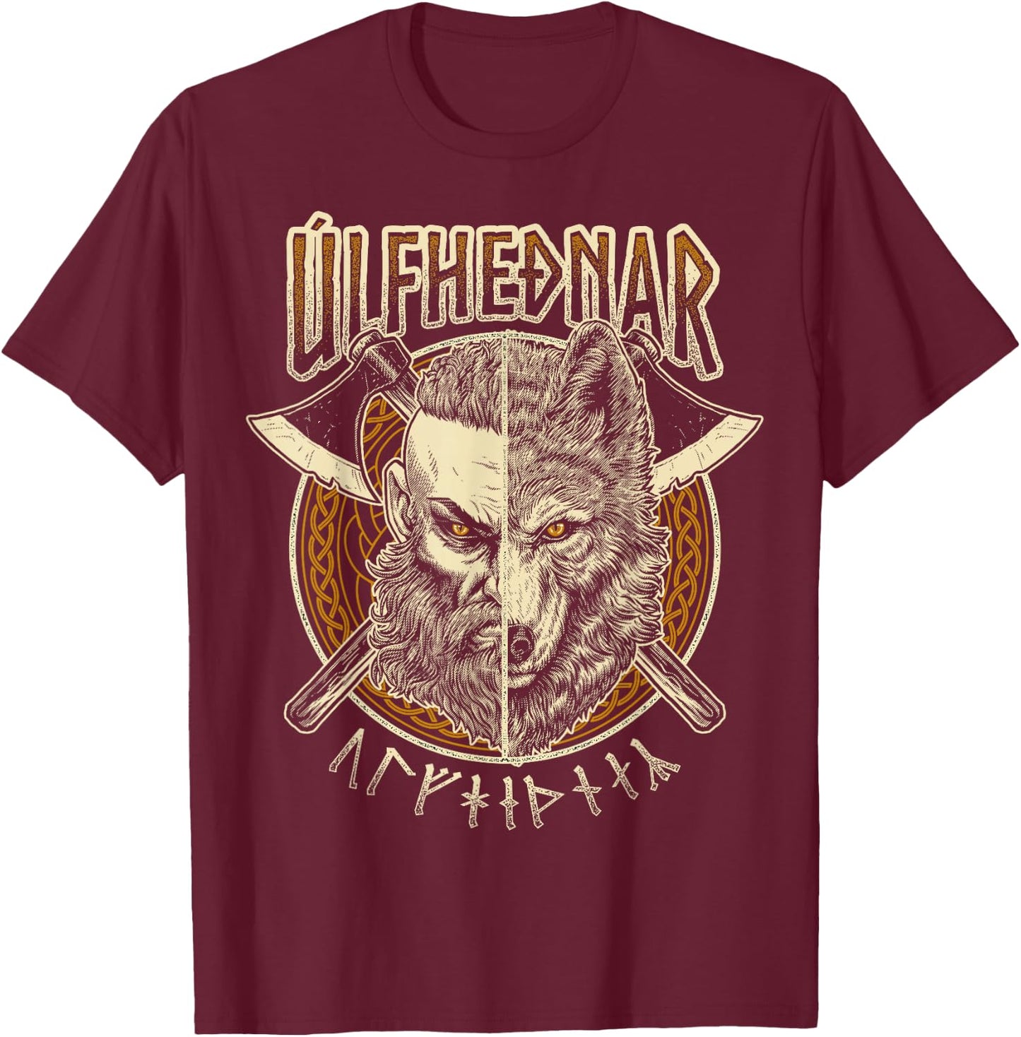 Viking Wolf Ulfhednar Pagan Nordic Valhalla Warrior T-Shirt - T-Shirt | Maroon
