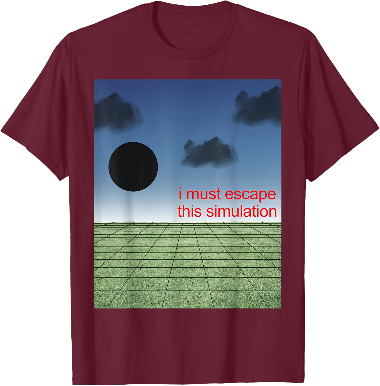 Weirdcore Aesthetic Simulation Gamer Nostalgiacore Oddcore T-Shirt - T-Shirt | Maroon