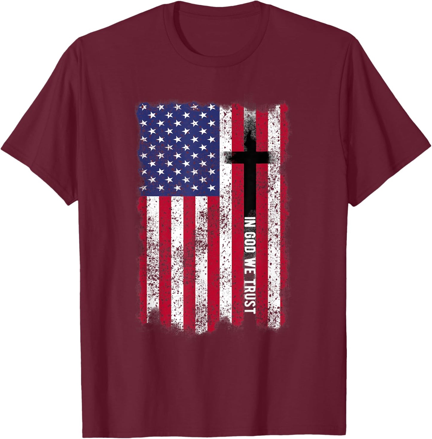 In God We Trust Shirt Patriotic Christian Religious Shirt Women Kids Men T-Shirt - T-Shirt | Maroon