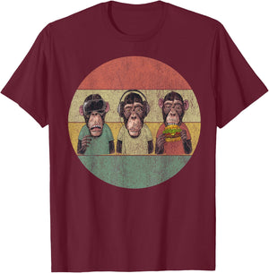 Three Wise Monkeys T-Shirt - T-Shirt | Maroon