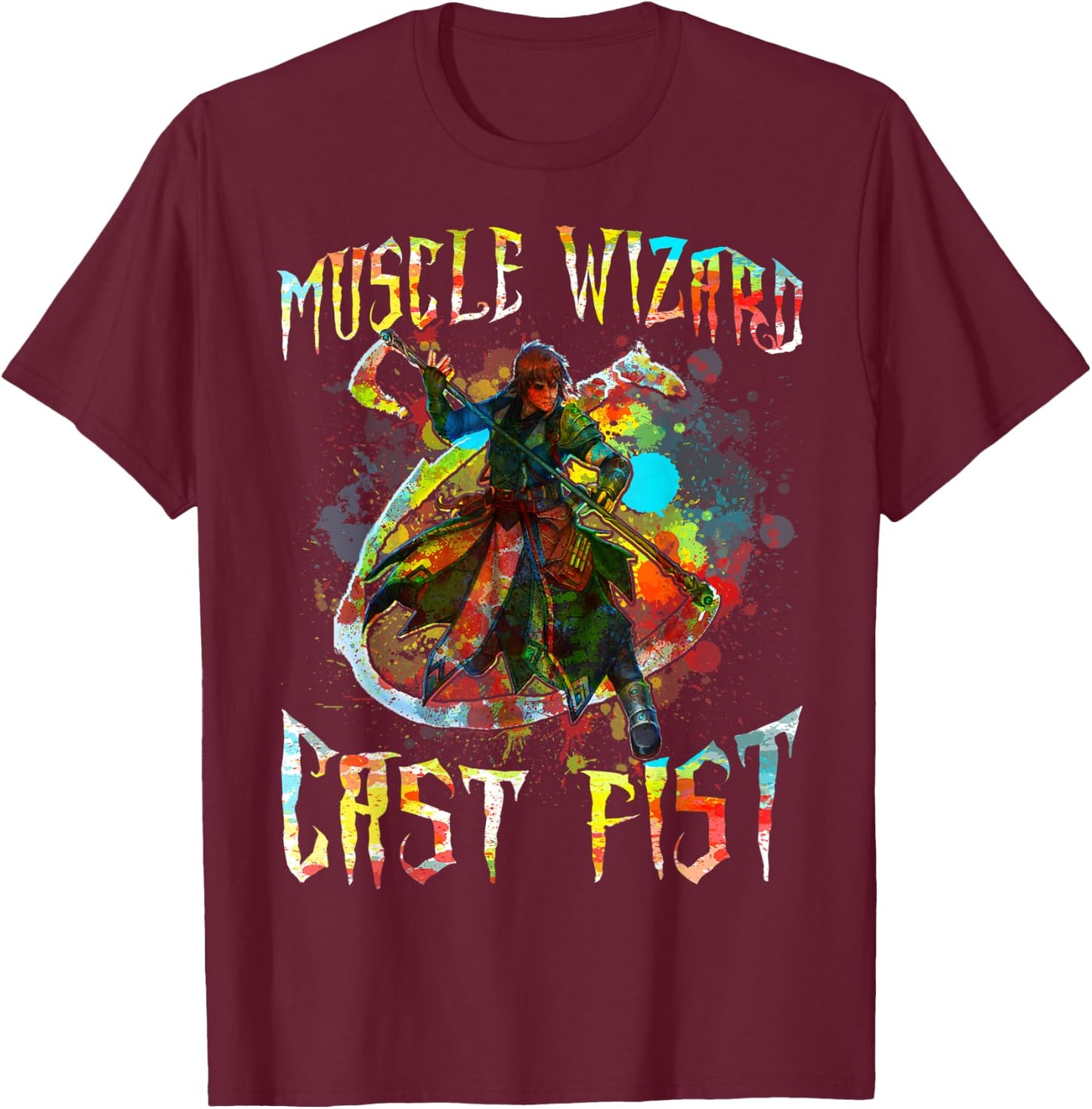 Muscle Wizard Cast Fist T-Shirt - T-Shirt | Maroon