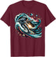 Funny Space Surfing Astronaut on Surfer T-Shirt - T-Shirt | Maroon