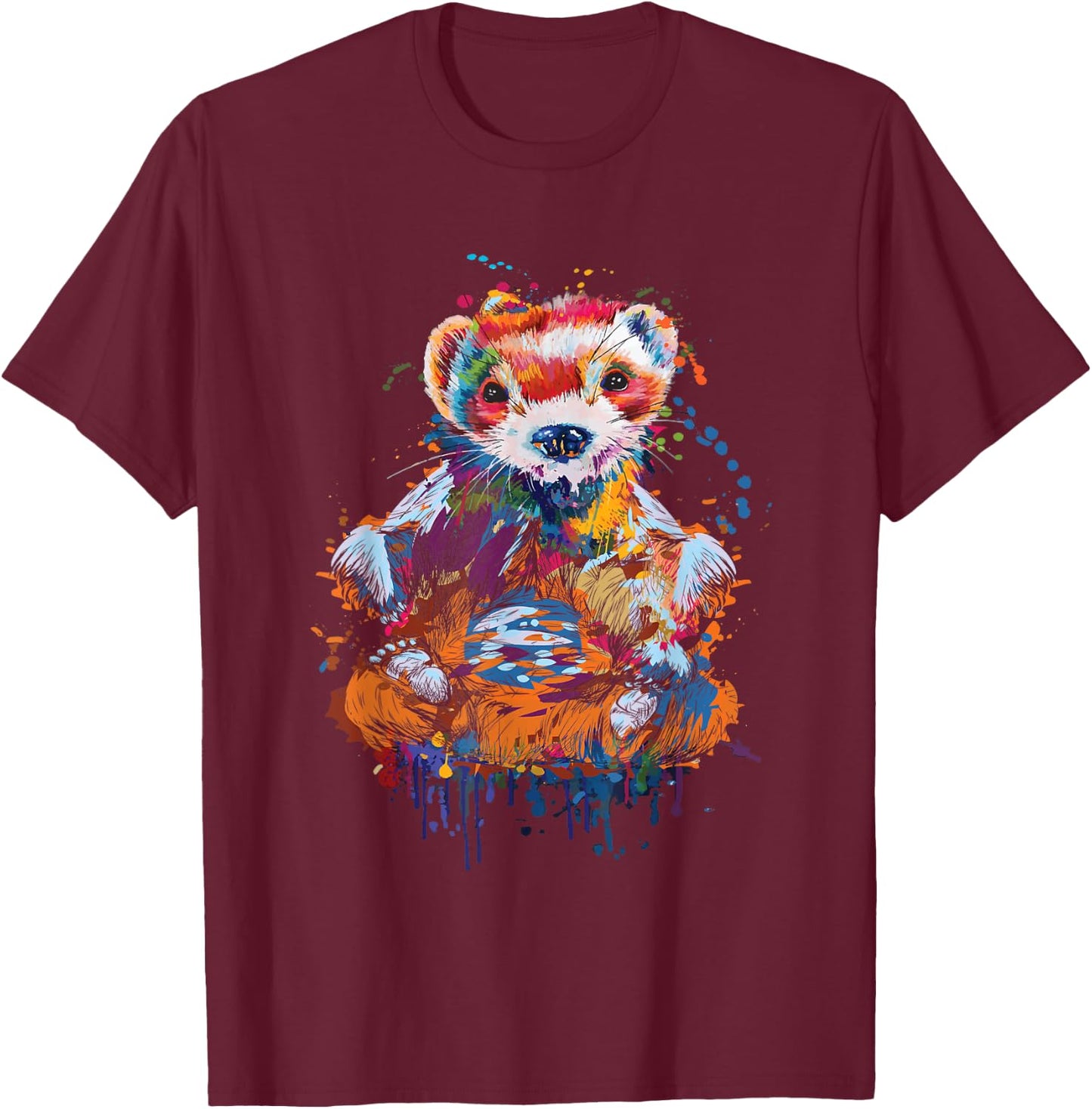 Colorful Ferret - Zoo Animal Ferret Lover T-Shirt - T-Shirt | Maroon