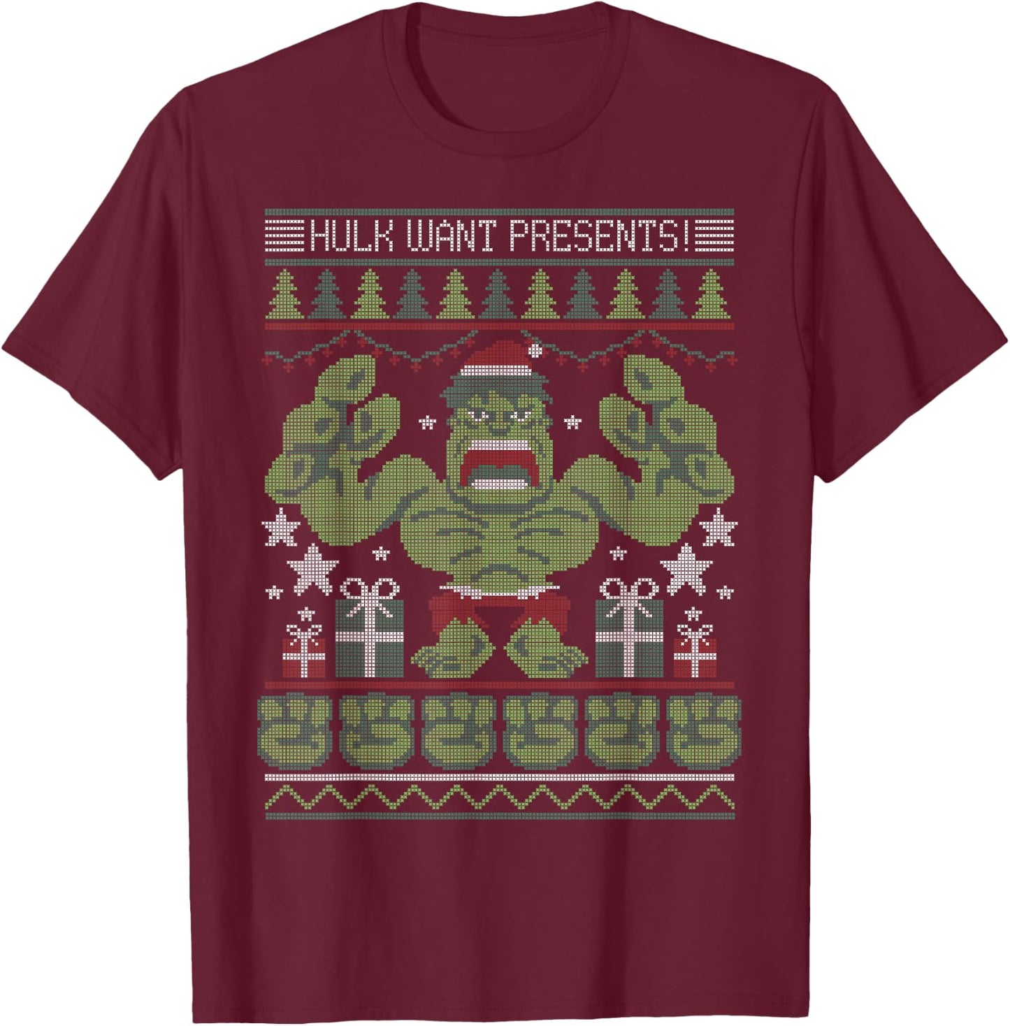 Marvel Hulk Want Presents Christmas T-Shirt - T-Shirt | Maroon