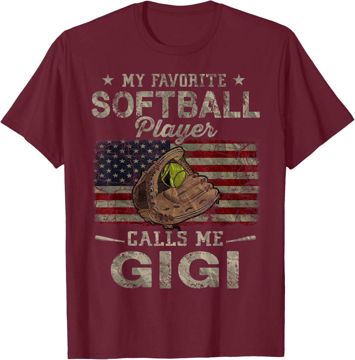 My Favorite Softball Player Calls Me Gigi Mother's Day T-Shirt - T-Shirt | Maroon