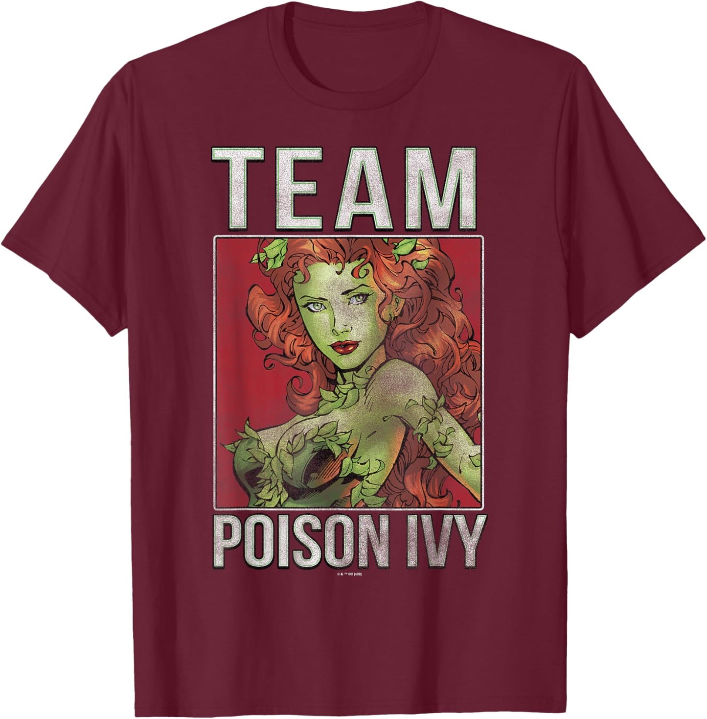 DC Comics Batman Team Poison Ivy Big Face Poster T-Shirt - T-Shirt | Maroon