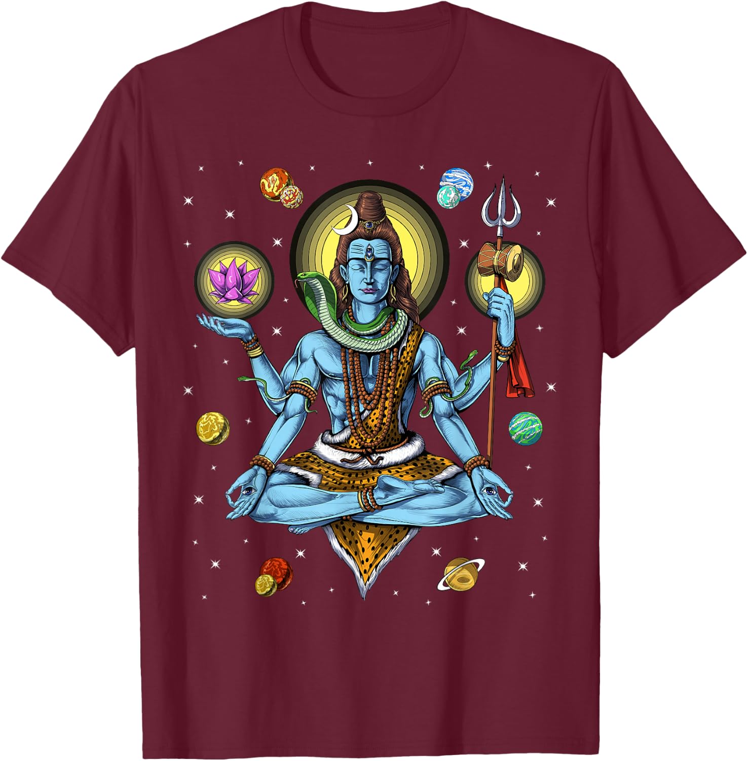 Shiva Hindu God Zen Yoga Meditation Hinduism Spiritual T-Shirt - T-Shirt | Maroon