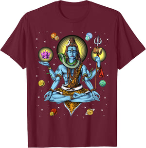 Shiva Hindu God Zen Yoga Meditation Hinduism Spiritual T-Shirt - T-Shirt | Maroon