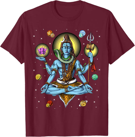 Shiva Hindu God Zen Yoga Meditation Hinduism Spiritual T-Shirt - T-Shirt | Maroon