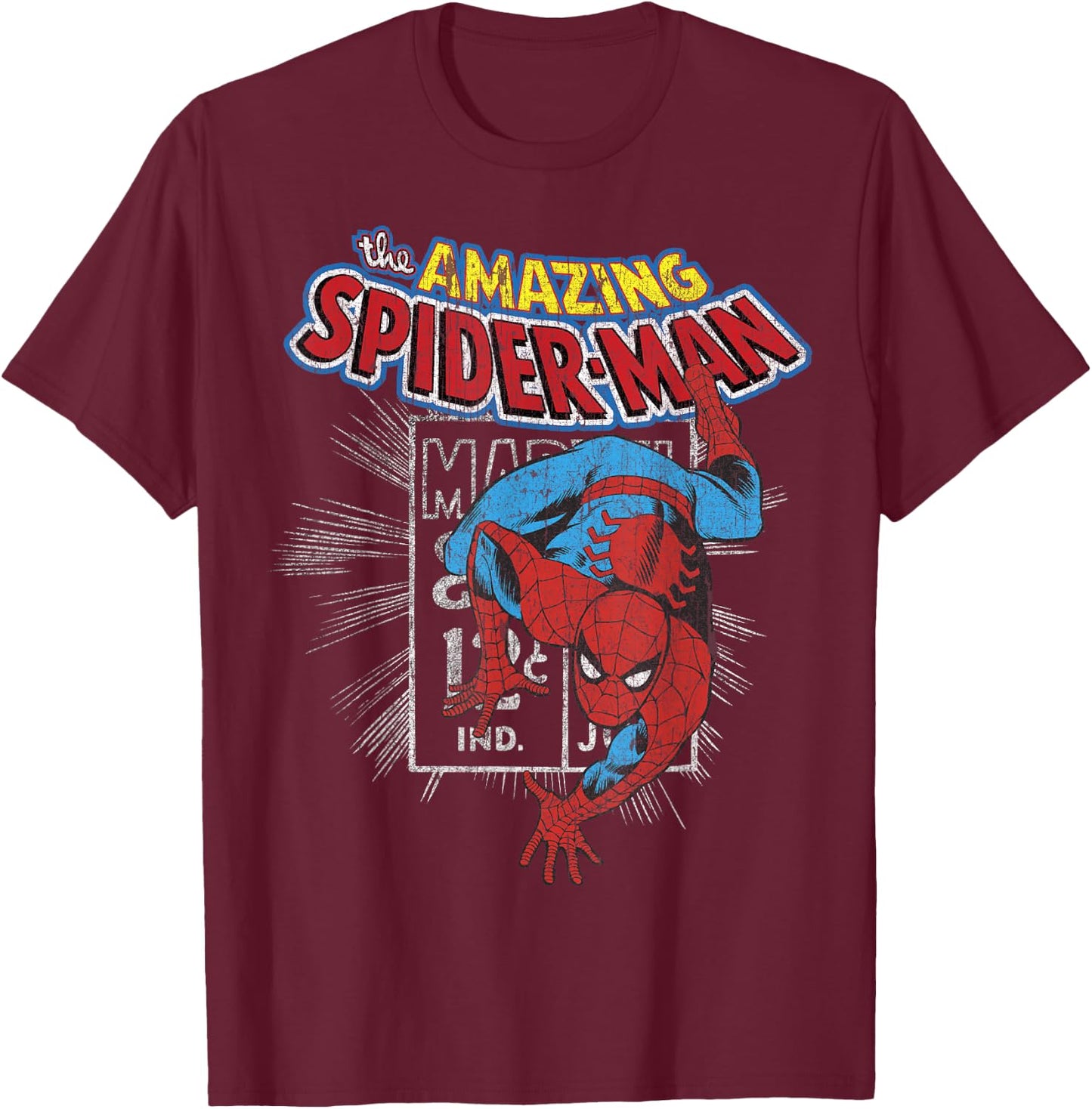 Marvel The Amazing Spider-Man Vintage Comic Poster T-Shirt - T-Shirt | Maroon
