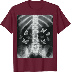 Skeleton Xray Butterfly Egirl y2k Harajuku Dark Grunge Edgy T-Shirt - T-Shirt | Maroon
