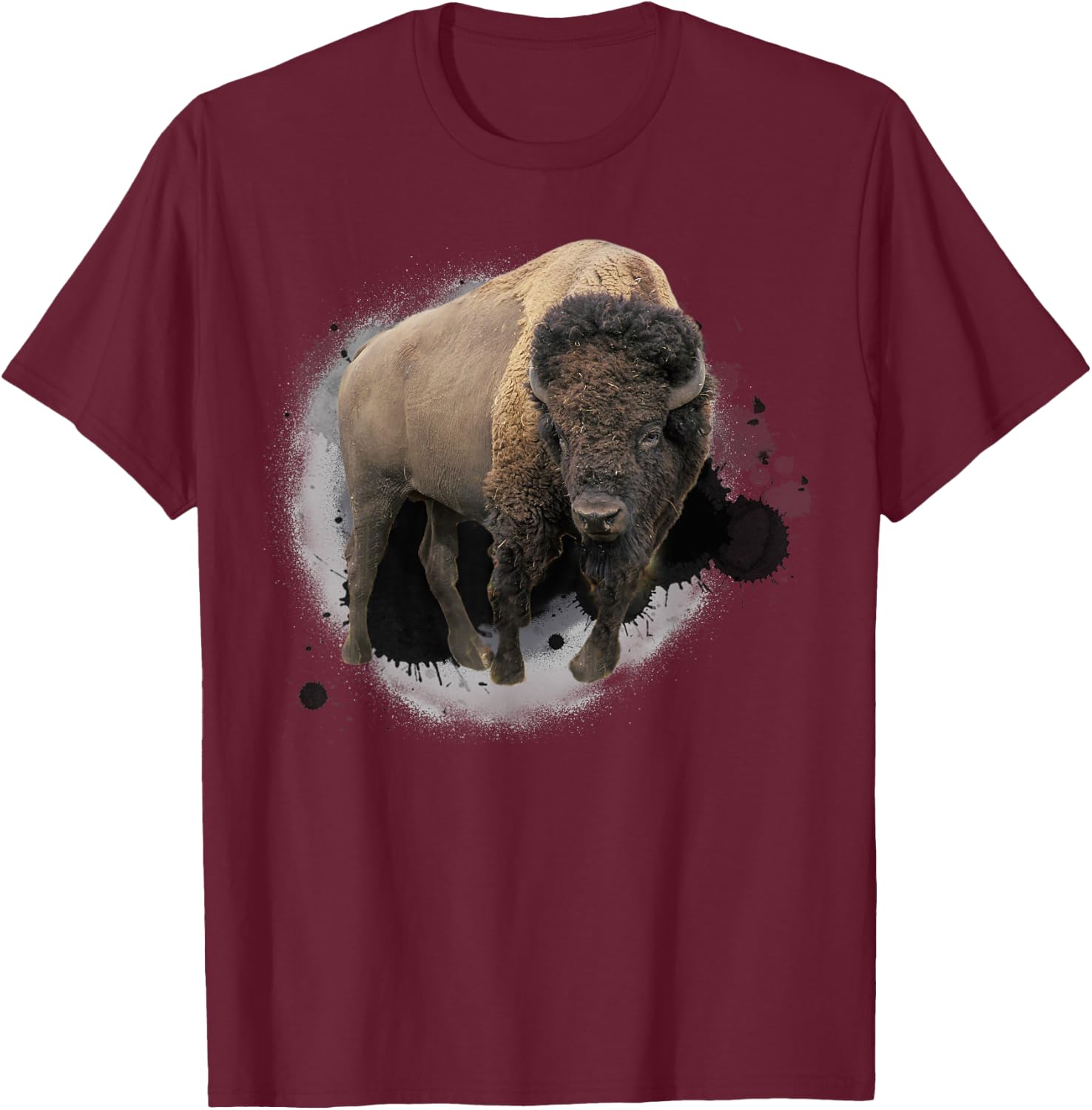 Bison Buffalo Beef Design Illustration Gift T-Shirt - T-Shirt | Maroon
