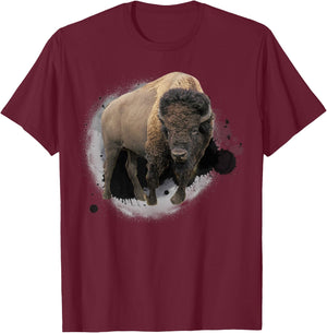 Bison Buffalo Beef Design Illustration Gift T-Shirt - T-Shirt | Maroon