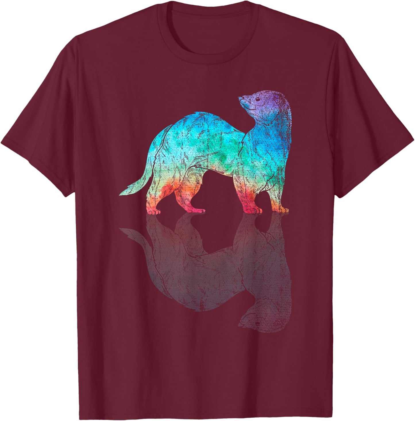 Colorful Pet Owner Animal Lover Rodent Ferret T-Shirt - T-Shirt | Maroon