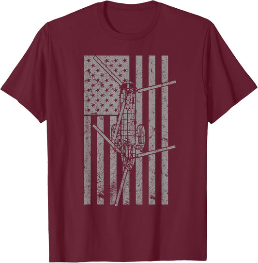 CH-46 Sea Knight "Phrog" Vintage Flag T-Shirt - T-Shirt | Maroon